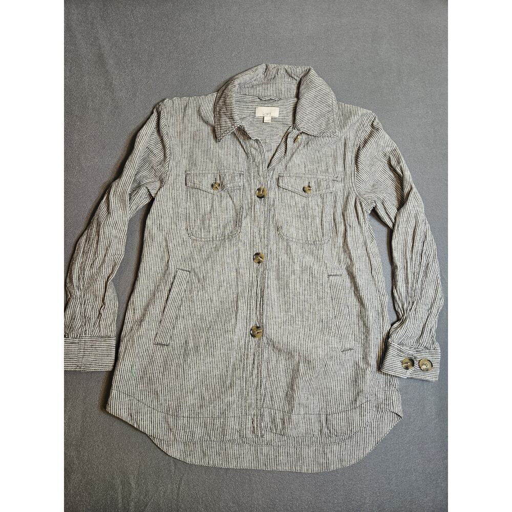 Loft Shirt Womens Extra Small Multicolor Button Up Long Sleeve Striped 4 Pockets